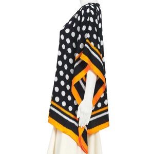 Michael Kors Black White Printed Kaftan, Orange Printed Hem size s/m